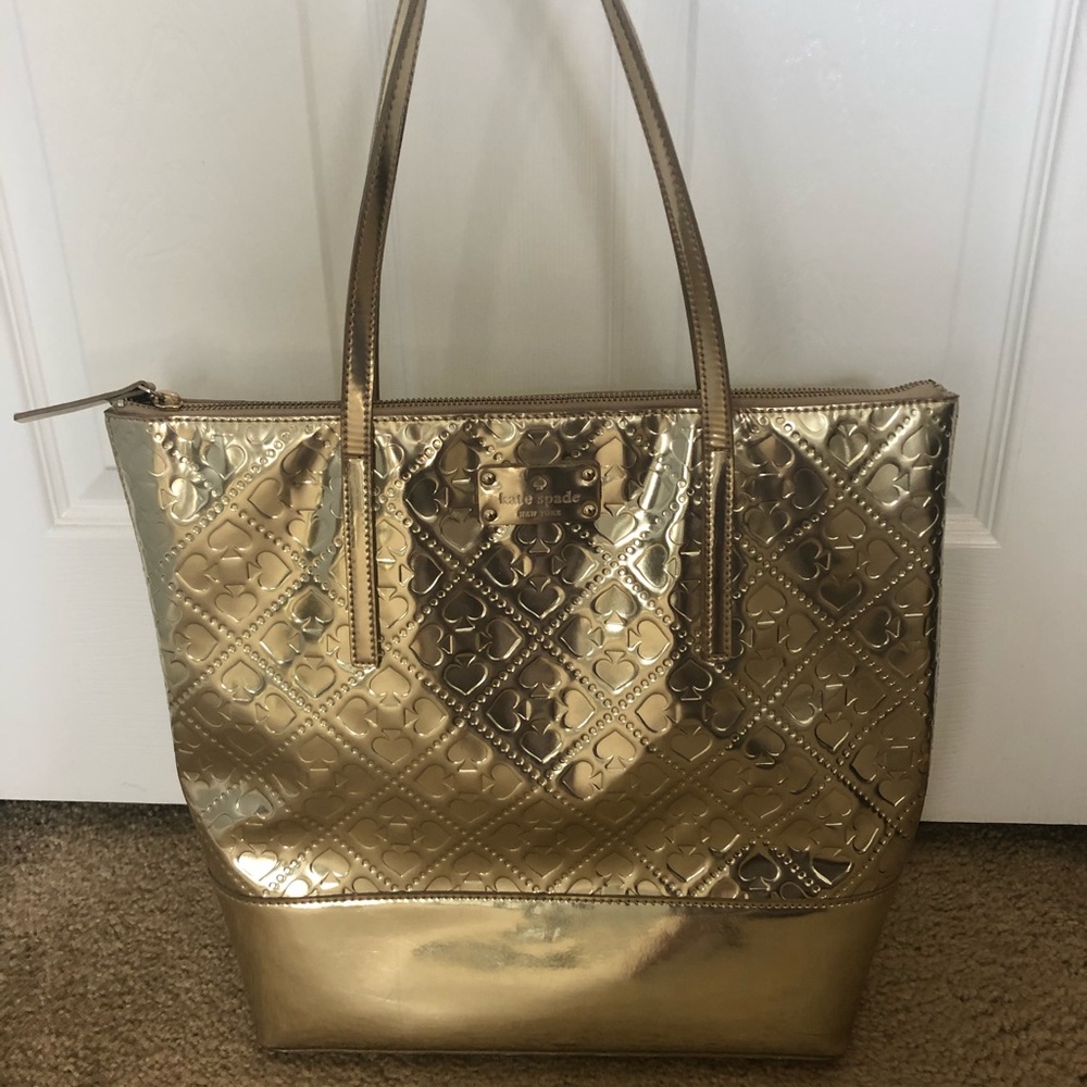Kate Spade Metallic Gold Monogram Tote